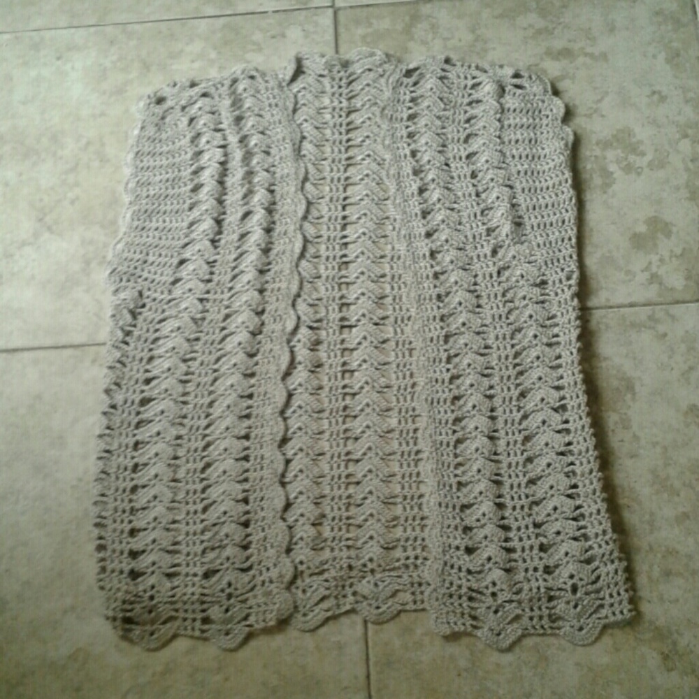 Open Knit Cardigan Sweater L
